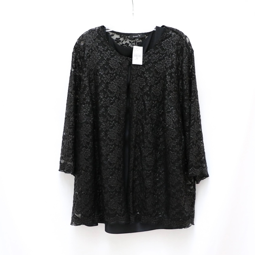 Nwt Verpass Black Lace Top Cardigan With Tank Plus Size New 22 Blouse Evening